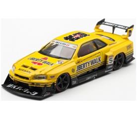 Nissan LB-ER34 Super Silhouette Skyline Sport Yellow Blister Packaging (RHD) 1:64